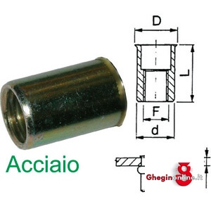 INSERTI FILETTATI A TESTA RIDOTTA A FILO IN ACCIAIO (CF 200PZ) 514T 10 INSERTI FIL.(cf.200pz) threaded rivets Prod. SCU
