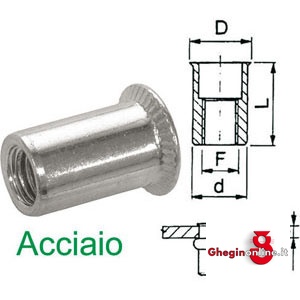 INSERTI FILETTATI A TESTA SVASATA A 90° IN ACCIAIO (CF 200PZ) 514TE 10 INSERTI FIL.(cf.200pz) threaded rivets Prod. SCU