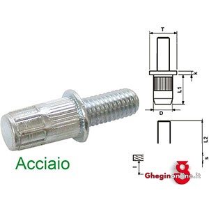 INSERTI MASCHI FILETTATI N ACCIAIO (CF 200PZ) 515A 8 INSERTI MASCHI FIL. blind rivet bolts Prod. SCU