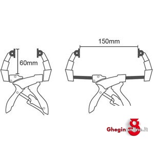 PINZE CON MOLLA PER BLOCCAGGIO CON BRACCI ESTENDIBILI FINO A 150 MM 5240GH PINZE+MOLLA BR.ESTENS. clamping pincers Prod. SCU - immagine 2