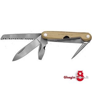 COLTELLI A SERRAMANICO TIPO UNIVERSALE 4 LAME ACCIAIO; IMPUGNATURA LEGNO PREGIATO 662Z COLTELLI A SERRAMANICO pocket knives Prod. SCU