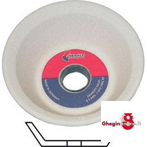 MOLE A TAZZA CONICA IN ELETTROCORINDONE EDELKORUND COLORE BIANCO 7040G 150F MOLE A TAZZA CONICA grinding wheels Orig. H. Sebald