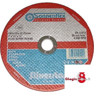 MOLE SOTTILI PER TAGLIARE INOX IN ELETTROCORINDONE BONIFICATO DI TIPO DURO CENTRO PIANO 7105G 230 MOLE SOTTILIxTAGL.INOX cutting-off wheels for steel and inox Orig. Sonnenflex