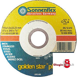 MOLE SUPER-SOTTILI PER TAGLIARE ACCIAI E INOX - TIPO SOTTILE 7106P 125 MOLE SOTTILIxTAGL.INOX cutting-off wheels for steel and inox Orig. Sonnenflex