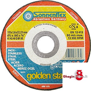 MOLE SOTTILI PER TAGLIARE ACCIAI E INOX GRANA 46 7107P 180 MOLE DA TAGLIO INOX cutting-off wheels for steel and inox Orig. Sonnenflex