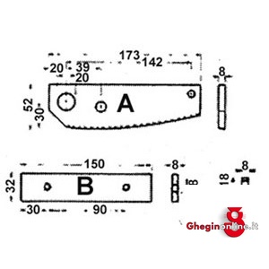 COLTELLI INFERIORI PER ART.710G5 711G 5B COLTELLI INF. 1BR/5 plate and round steel shears Orig. Peddinghaus