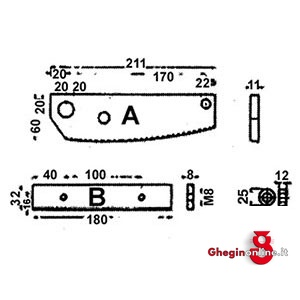 COLTELLI INFERIORI PER ART.710G6 711G 6A COLTELLI SUP. 1BR/6 plate and round steel shears Orig. Peddinghaus