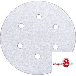 DISCHI ABRASIVI VELCRATI IN CARTA RESINATA AL CORINDONE STEREATO - A 6 FORI, Ø MM 150.VELOCITÀ' MASSIMA 80 M/S. 7805BA 400 DISCHI VELCR. CORINDONE abrasive disks Prod. SCU