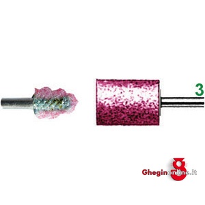 MOLE ABRASIVE ROTATIVE ATTACCO Ø MM 3; IN CORINDONE ROSA; DUREZZA M FORMA CILINDRICA 7840A 5 10 MOLE ABRASIVE ROTATIVE mounted points Prod. SCU