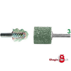 MOLE ABRASIVE ROTATIVE ATTACCO Ø MM 3; IN CARBURO DI SILICIO VERDE; DUREZZA M FORMA CILINDRICA 7842A 10 10 MOLE ABRASIVE ROTATIVE mounted points Prod. SCU