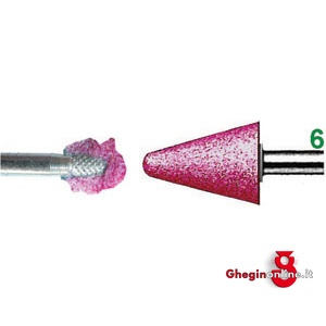 MOLE ABRASIVE ROTATIVE ATTACCO Ø MM 6; IN CORINDONE ROSA; DUREZZA M FORMA CONICA 7845B 10 20 MOLE ABRASIVE ROTATIVE mounted points Prod. SCU