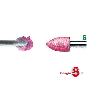 MOLE ABRASIVE ROTATIVE ATTACCO Ø MM 6; IN CORINDONE ROSA; DUREZZA M FORMA A OGIVA 7845C 20 25 MOLE ABRASIVE ROTATIVE mounted points Prod. SCU