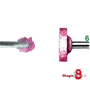 MOLE ABRASIVE ROTATIVE ATTACCO Ø MM 6; IN CORINDONE ROSA; DUREZZA M CILINDRICA PIATTA 7845F 50 10 MOLE ABRASIVE ROTATIVE mounted points Prod. SCU
