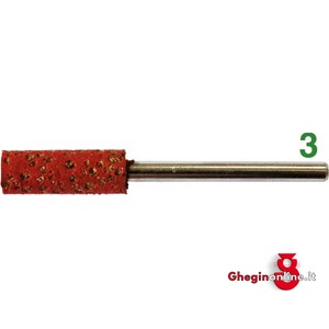 MOLE ABRASIVE CON SUPPORTO IN GOMMA DURA ATTACCO Ø MM 3, LUNGH. MM 30; GRANA 80 FORMA CILINDRICA 7868A 10 20 MOLE ABR. GOMMA DURA polishing points with hard rubber support Prod. SCU