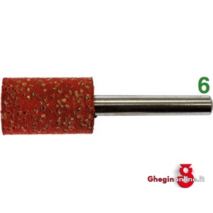 MOLE ABRASIVE CON SUPPORTO IN GOMMA DURA ATTACCO Ø MM 6, LUNGH. MM 35; GRANA 80 FORMA CILINDRICA 7870A 30 25 MOLE ABR. GOMMA DURA polishing points with hard rubber support Prod. SCU