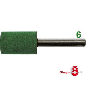 MOLE ABRASIVE CON SUPPORTO IN GOMMA DURA ATTACCO Ø MM 6, LUNGH. MM 35; GRANA 120 FORMA CILINDRICA 7876A 30 25 MOLE ABR. GOMMA DURA polishing points with soft rubber support Prod. SCU