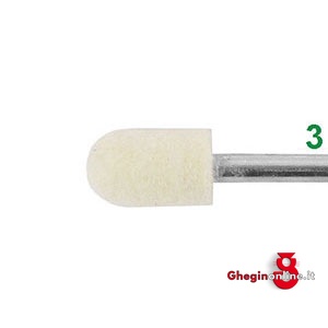 FELTRI PER LUCIDARE ATTACCO Ø MM 3, FORMA CILINDRICA - TESTA A SFERA 7883P FELTRI felt polishing points Prod. SCU