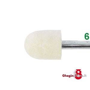 FELTRI PER LUCIDARE ATTACCO Ø MM 6, FORMA CILINDRICA TESTA SFERICA 7883V 25 30 FELTRI felt polishing points Prod. SCU