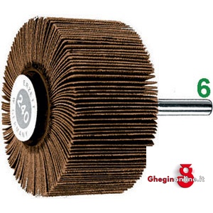 SPAZZOLE ROTATIVE LAMELLARI DI TELA ABRASIVA TIPO CON LAMELLE IN CORINDONE; ATTACCO Ø MM 6 7932G 60 30 320 SPAZ. ROT.LAM. (SFL) lammellar fan grinders with shank Orig. Erzett