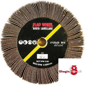 RUOTE ROTATIVE LAMELLARI DI TELA ABRASIVA 7962G 240 RUOTE ABR. LAMELLARI flap grinding wheels with flanges Prod. SCU