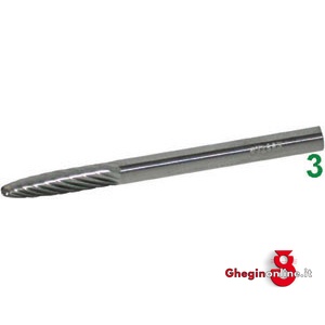 MINI FRESE ROTATIVE IN METALLO DURO TIPO TONDO CONICO.TAGLIO 3. 8031P MINIFRESE MD taglio 3 mini-burrs of tungsten carbide Prod. SCU
