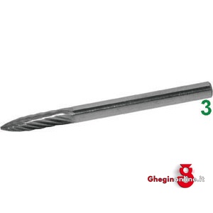 MINI FRESE ROTATIVE IN METALLO DURO TIPO A FIAMMA.TAGLIO 3. 8031S MINIFRESE MD taglio 3 mini-burrs of tungsten carbide Prod. SCU