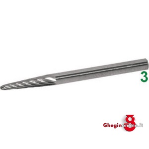 MINI FRESE ROTATIVE IN METALLO DURO TIPO CONICO CON PUNTA SFERICA.TAGLIO 3. 8031V MINIFRESE MD taglio 3 mini-burrs of tungsten carbide Prod. SCU