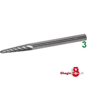MINI FRESE ROTATIVE IN METALLO DURO TIPO CONICO CON PUNTA SFERICA.TAGLIO 5. 8031Z MINIFRESE MD taglio 5 mini-burrs of tungsten carbide Prod. SCU