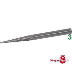 MINI FRESE ROTATIVE IN METALLO DURO TIPO CONICO.TAGLIO 3. 8032A MINIFRESE MD taglio 3 mini-burrs of tungsten carbide Prod. SCU