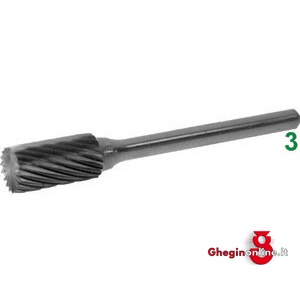 FRESE ROTATIVE IN METALLO DURO TIPO CILINDRICO TESTA CON ATTACCO Ø MM 3 TAGLIO 3 8034A 6 FRESE M.DURO taglio 3 burrs of tungsten carbide Prod. SCU