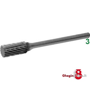 FRESE ROTATIVE IN METALLO DURO TIPO CILINDRICO TESTA LISCIA. ATTACCO Ø MM 3 TAGLIO 3 8034D 6 FRESE M.DURO taglio 3 burrs of tungsten carbide Prod. SCU