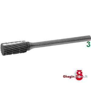 FRESE ROTATIVE IN METALLO DURO TIPO CILINDRICO TESTA LISCIA. ATTACCO Ø MM 3 TAGLIO 5 8034E 6 FRESE M.DURO taglio 5 burrs of tungsten carbide Prod. SCU