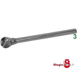 FRESE ROTATIVE IN METALLO DURO TIPO A SFERA. ATTACCO Ø MM 3 TAGLIO 3 8034P 6 FRESE M.DURO taglio 3 burrs of tungsten carbide Prod. SCU