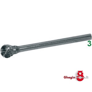 FRESE ROTATIVE IN METALLO DURO TIPO A SFERA. ATTACCO Ø MM 3 TAGLIO 5 8034R 6 FRESE M.DURO taglio 5 burrs of tungsten carbide Prod. SCU