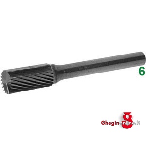 FRESE ROTATIVE IN METALLO DURO TIPO CILINDRICO-TESTA CON ATTACCO Ø MM 6 TAGLIO 3 8037E 16 FRESE M.DURO taglio 3 burrs of tungsten carbide Prod. SCU