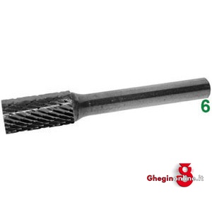 FRESE ROTATIVE IN METALLO DURO TIPO CILINDRICO-TESTA CON TAGLIENTI ATTACCO Ø MM 6 TAGLIO 7 8037P 16 FRESE M.DURO taglio 7 burrs of tungsten carbide Prod. SCU