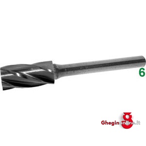 FRESE ROTATIVE IN METALLO DURO TIPO CILINDRICO-TESTA LISCIA ATTACCO Ø MM 6 TAGLIO 1 8041A 12 FRESE M.DURO taglio 1 burrs of tungsten carbide Prod. SCU