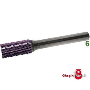FRESE ROTATIVE IN METALLO DURO ATTACCO Ø MM 6 TAGLIO 4 RIVESTIMENTO TIALN 8041H 16 FRESE M.DURO RIV.tg. 4 burrs of tungsten carbide Prod. SCU