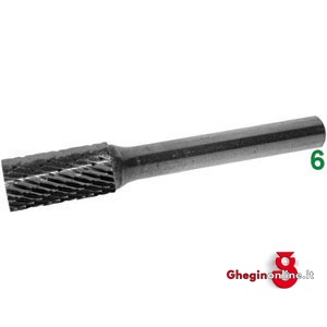 FRESE ROTATIVE IN METALLO DURO TIPO CILINDRICO-TESTA LISCIA ATTACCO Ø MM 6 TAGLIO 7 8041P 16 FRESE M.DURO taglio 7 burrs of tungsten carbide Prod. SCU