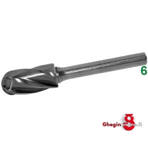 FRESE ROTATIVE IN METALLO DURO TIPO CILINDRICO-TESTA SFERICA ATTACCO Ø MM 6 TAGLIO 1 8045A 16 FRESE M.DURO taglio 1 burrs of tungsten carbide Prod. SCU