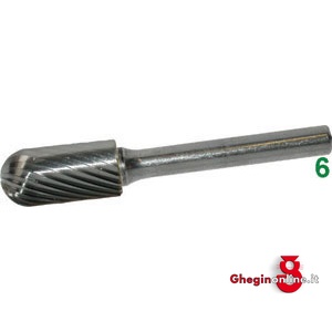 FRESE ROTATIVE IN METALLO DURO TIPO CILINDRICO-TESTA SFERICA ATTACCO Ø MM 6 TAGLIO 3 8045E 16 FRESE M.DURO taglio 3 burrs of tungsten carbide Prod. SCU