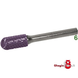 FRESE ROTATIVE IN METALLO DURO TAGLIO 4 ATTACCO Ø MM 6 TAGLIO 4 RIVESTIMENTO TIALN 8045H 16 FRESE M.DURO RIV.tg. 4 burrs of tungsten carbide Prod. SCU