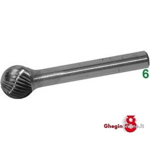 FRESE ROTATIVE IN METALLO DURO TIPO A SFERA ATTACCO Ø MM 6 TAGLIO 3 8050E 16 FRESE M.DURO taglio 3 burrs of tungsten carbide Prod. SCU