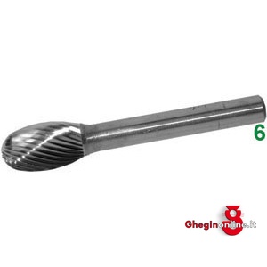 FRESE ROTATIVE IN METALLO DURO TIPO OVALE ATTACCO Ø MM 6 TAGLIO 3 8055E 16 FRESE M.DURO taglio 3 burrs of tungsten carbide Prod. SCU