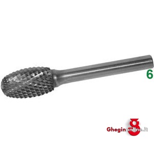 FRESE ROTATIVE IN METALLO DURO TIPO OVALE ATTACCO Ø MM 6 TAGLIO 4 8055G 16 FRESE M.DURO taglio 4 burrs of tungsten carbide Prod. SCU
