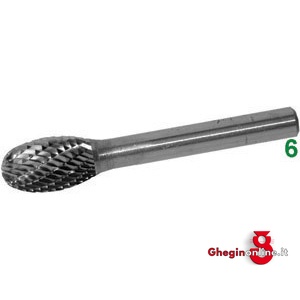 FRESE ROTATIVE IN METALLO DURO TIPO OVALE ATTACCO Ø MM 6 TAGLIO 7 8055P 16 FRESE M.DURO taglio 7 burrs of tungsten carbide Prod. SCU