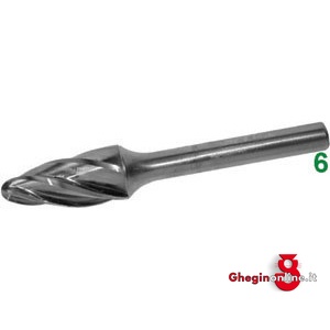 FRESE ROTATIVE IN METALLO DURO TIPO OVALE ATTACCO Ø MM 6 TAGLIO 1 8060A 16 FRESE M.DURO taglio 1 burrs of tungsten carbide Prod. SCU