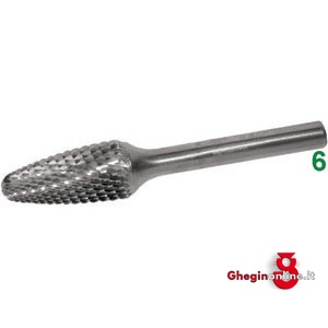 FRESE ROTATIVE IN METALLO DURO TIPO TONDO CONICO TAGLIO 4 8060G 16 FRESE M.DURO taglio 4 burrs of tungsten carbide Prod. SCU