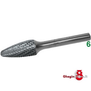 FRESE ROTATIVE IN METALLO DURO TIPO TONDO CONICO ATTACCO Ø MM 6 TAGLIO 7 8060P 16 FRESE M.DURO taglio 7 burrs of tungsten carbide Prod. SCU