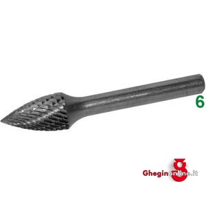 FRESE ROTATIVE IN METALLO DURO TIPO A FIAMMA ATTACCO Ø MM 6 TAGLIO 7 8065P 16 FRESE M.DURO taglio 7 burrs of tungsten carbide Prod. SCU